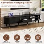 Wooden Oval TV Stand with Tambour Doors