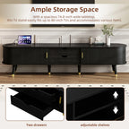 Wooden Oval TV Stand with Tambour Doors