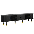 Wooden Oval TV Stand with Tambour Doors