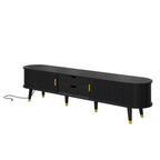 Wooden Oval TV Stand with Tambour Doors