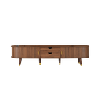 Wooden Oval TV Stand with Tambour Doors