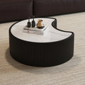 FanciConcept - 29.5- Coffee Table with Marble Pattern - Black - 1- Versatile Modern Design