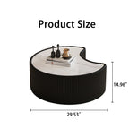 FanciConcept - 29.5- Coffee Table with Marble Pattern - Black - Dimension