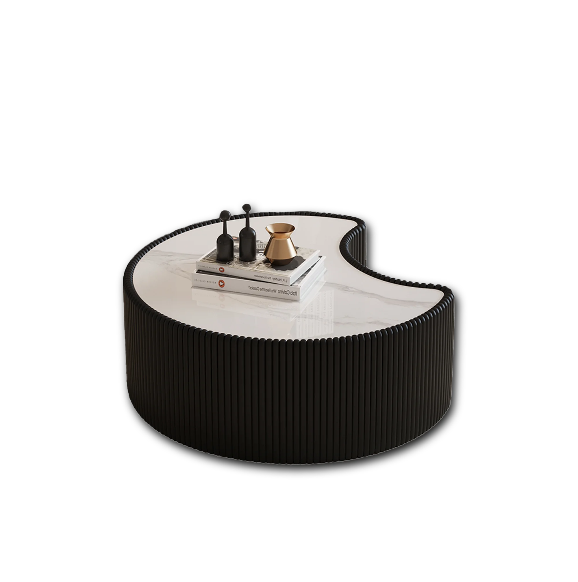 FanciConcept - 29.5- Coffee Table with Marble Pattern - Black - Main Image