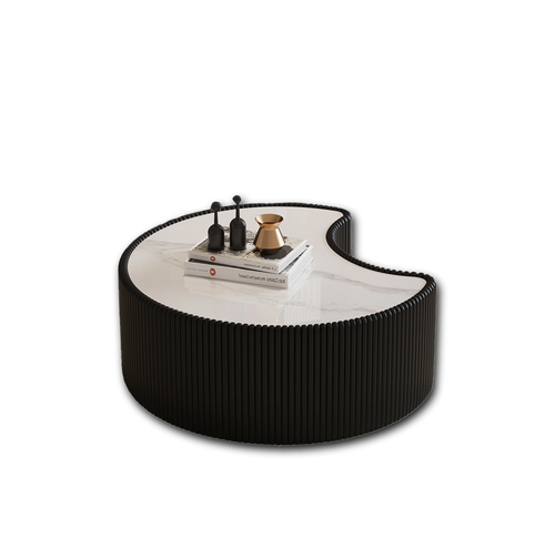 FanciConcept - 29.5- Coffee Table with Marble Pattern - Black - Main Image
