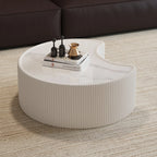 FanciConcept - 29.5- Coffee Table with Marble Pattern - White - 1- Ready to Use Immediately