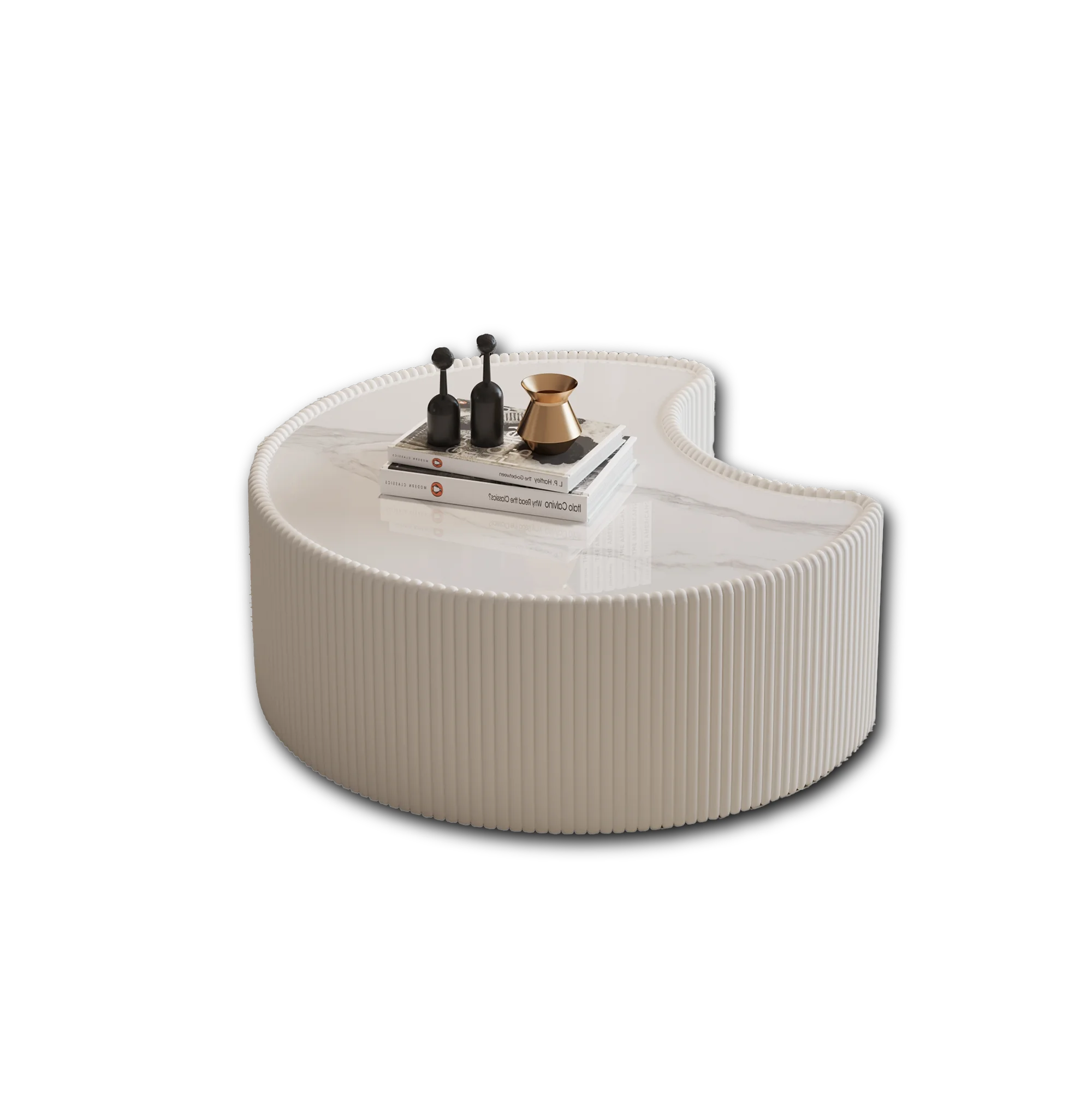 FanciConcept - 29.5- Coffee Table with Marble Pattern - White - Main Image