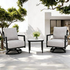 FanciConcept - 3-Piece Outdoor Swivel Chat Set with Sintered Stone Table - 1