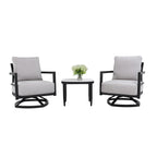 FanciConcept - 3-Piece Outdoor Swivel Chat Set with Sintered Stone Table - 10