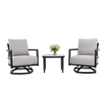 FanciConcept - 3-Piece Outdoor Swivel Chat Set with Sintered Stone Table - Main Image