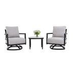 FanciConcept - 3-Piece Outdoor Swivel Chat Set with Sintered Stone Table - Main Image
