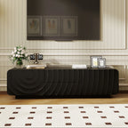 FanciConcept - 58- TV Stand with Unique Spiral Wave Design and Storage - Black - 1