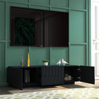 FanciConcept - 58- TV Stand with Unique Spiral Wave Design and Storage - Black - 10