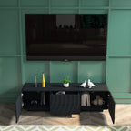 FanciConcept - 58- TV Stand with Unique Spiral Wave Design and Storage - Black - 11