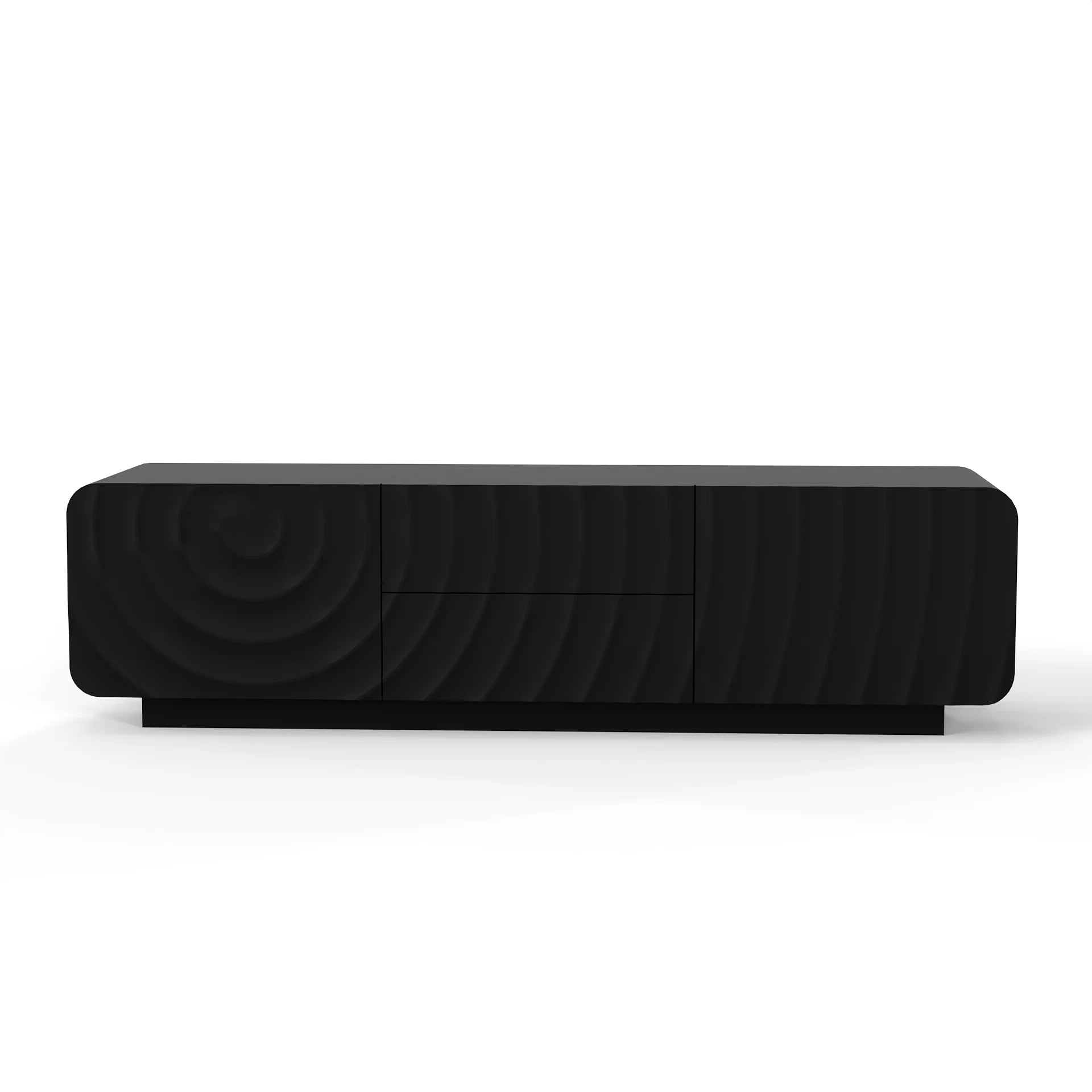 FanciConcept - 58- TV Stand with Unique Spiral Wave Design and Storage - Black - 13