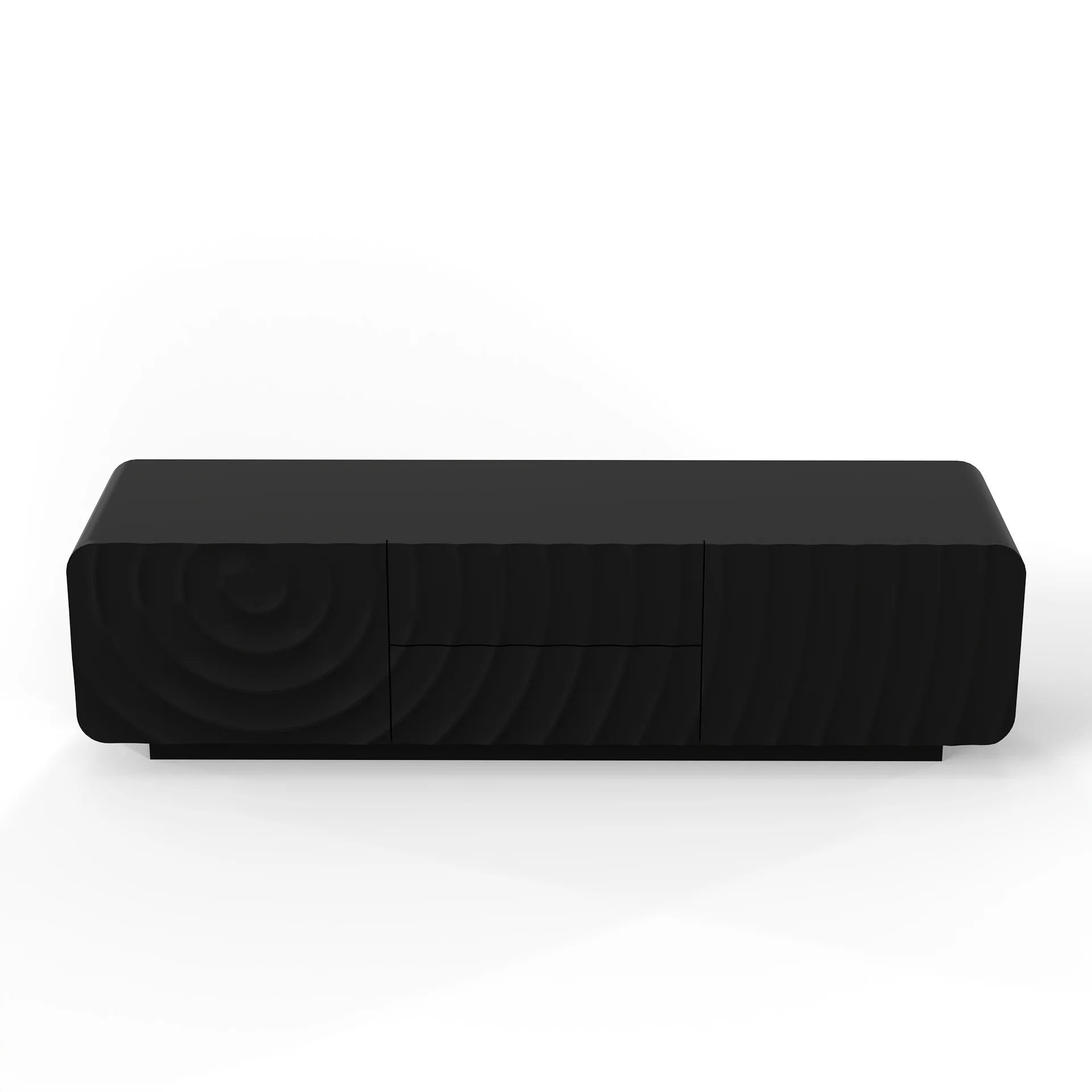 FanciConcept - 58- TV Stand with Unique Spiral Wave Design and Storage - Black - 14