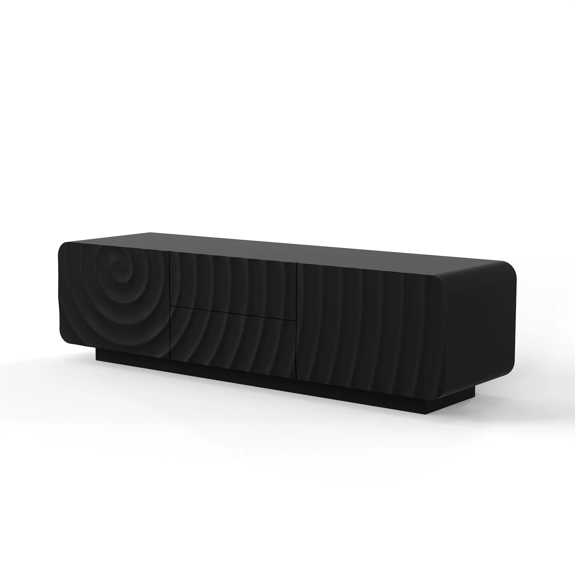 FanciConcept - 58- TV Stand with Unique Spiral Wave Design and Storage - Black - 15