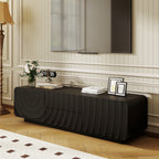FanciConcept - 58- TV Stand with Unique Spiral Wave Design and Storage - Black - 3