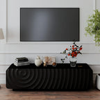 FanciConcept - 58- TV Stand with Unique Spiral Wave Design and Storage - Black - 4