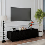 FanciConcept - 58- TV Stand with Unique Spiral Wave Design and Storage - Black - 5