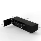 FanciConcept - 58- TV Stand with Unique Spiral Wave Design and Storage - Black - Dimension
