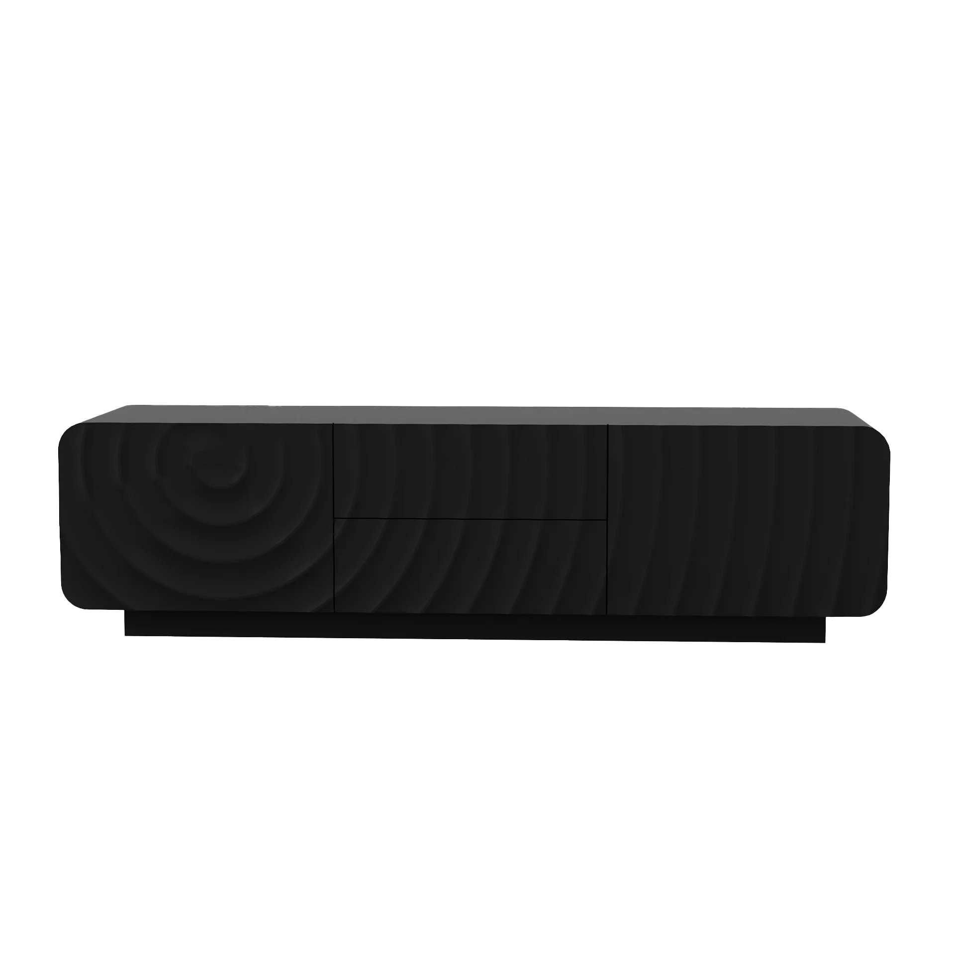 FanciConcept - 58- TV Stand with Unique Spiral Wave Design and Storage - Black - Main Image