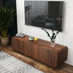 FanciConcept - 58- TV Stand with Unique Spiral Wave Design and Storage - Walnut - 3- Safety-Focused Rounded Corners