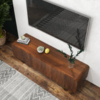 FanciConcept - 58- TV Stand with Unique Spiral Wave Design and Storage - Walnut - 4