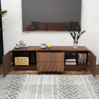 FanciConcept - 58- TV Stand with Unique Spiral Wave Design and Storage - Walnut - 5