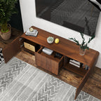 FanciConcept - 58- TV Stand with Unique Spiral Wave Design and Storage - Walnut - 6- Generous and Organized Storage