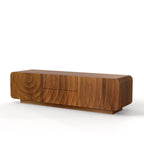 FanciConcept - 58- TV Stand with Unique Spiral Wave Design and Storage - Walnut - 7
