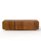 FanciConcept - 58- TV Stand with Unique Spiral Wave Design and Storage - Walnut - 8