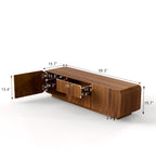 FanciConcept - 58- TV Stand with Unique Spiral Wave Design and Storage - Walnut - Dimension