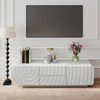FanciConcept - 58- TV Stand with Unique Spiral Wave Design and Storage - White - 1