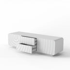FanciConcept - 58- TV Stand with Unique Spiral Wave Design and Storage - White - 10