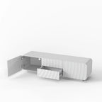 FanciConcept - 58- TV Stand with Unique Spiral Wave Design and Storage - White - 11