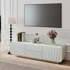 FanciConcept - 58- TV Stand with Unique Spiral Wave Design and Storage - White - 2