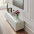 FanciConcept - 58- TV Stand with Unique Spiral Wave Design and Storage - White - 4