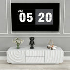 FanciConcept - 58- TV Stand with Unique Spiral Wave Design and Storage - White - 6