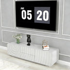 FanciConcept - 58- TV Stand with Unique Spiral Wave Design and Storage - White - 7