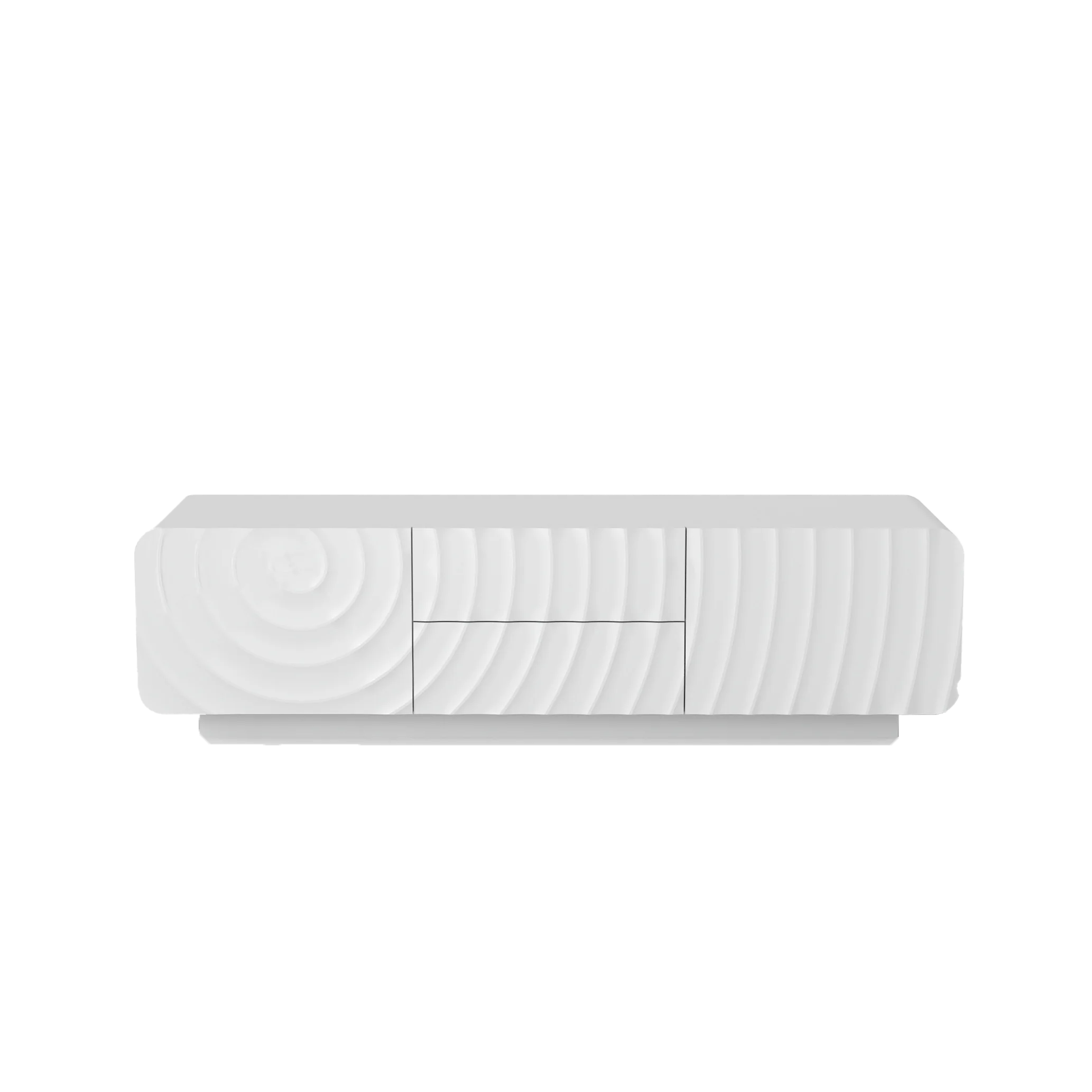 FanciConcept - 58- TV Stand with Unique Spiral Wave Design and Storage - White - Main Image