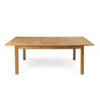 FanciConcept - 7-Piece Acacia Wood Outdoor Dining Set with Extendable Table - Beige - 1
