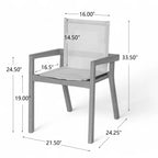 FanciConcept - 7-Piece Acacia Wood Outdoor Dining Set with Extendable Table - Beige - Dimension2