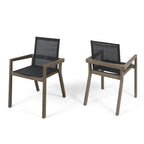 FanciConcept - 7-Piece Acacia Wood Outdoor Dining Set with Extendable Table - Gray - 7