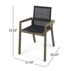 FanciConcept - 7-Piece Acacia Wood Outdoor Dining Set with Extendable Table - Gray - Dimension2