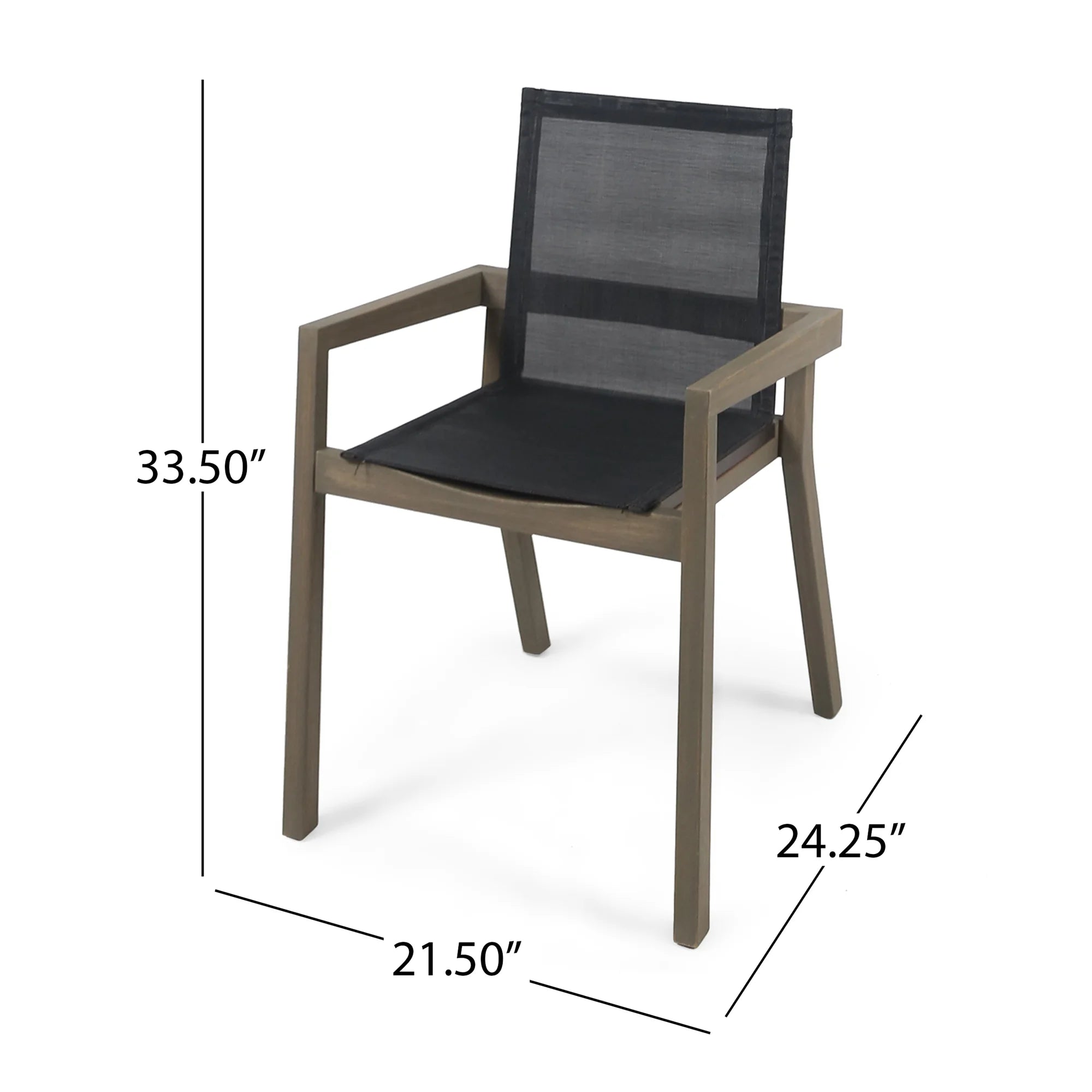 FanciConcept - 7-Piece Acacia Wood Outdoor Dining Set with Extendable Table - Gray - Dimension2