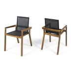 FanciConcept - 7-Piece Acacia Wood Outdoor Dining Set with Extendable Table - Walnut - 7