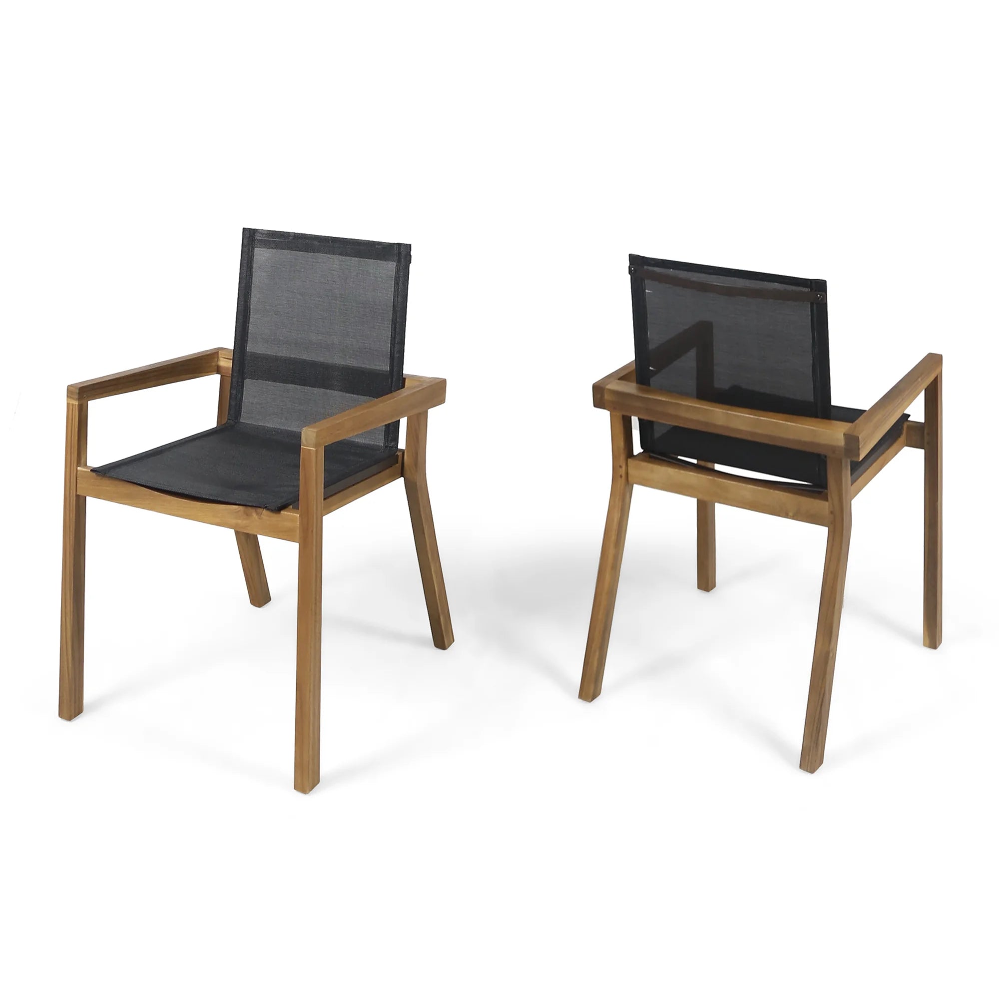 FanciConcept - 7-Piece Acacia Wood Outdoor Dining Set with Extendable Table - Walnut - 7