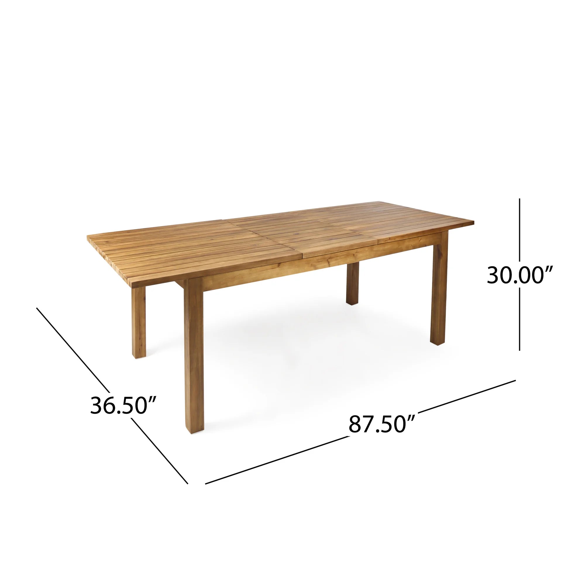 FanciConcept - 7-Piece Acacia Wood Outdoor Dining Set with Extendable Table - Walnut - Dimension1