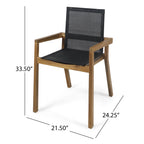 FanciConcept - 7-Piece Acacia Wood Outdoor Dining Set with Extendable Table - Walnut - Dimension2